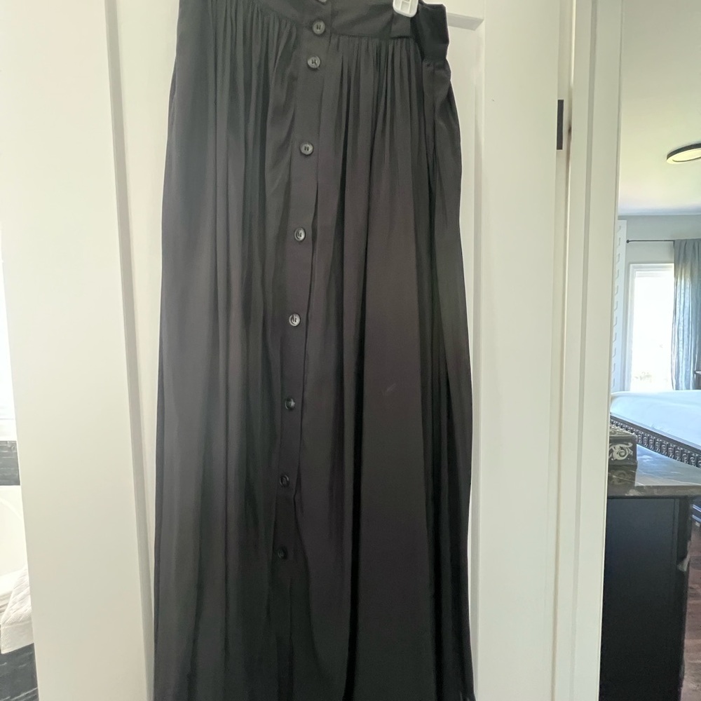 Classic Black Button-Front Maxi Skirt